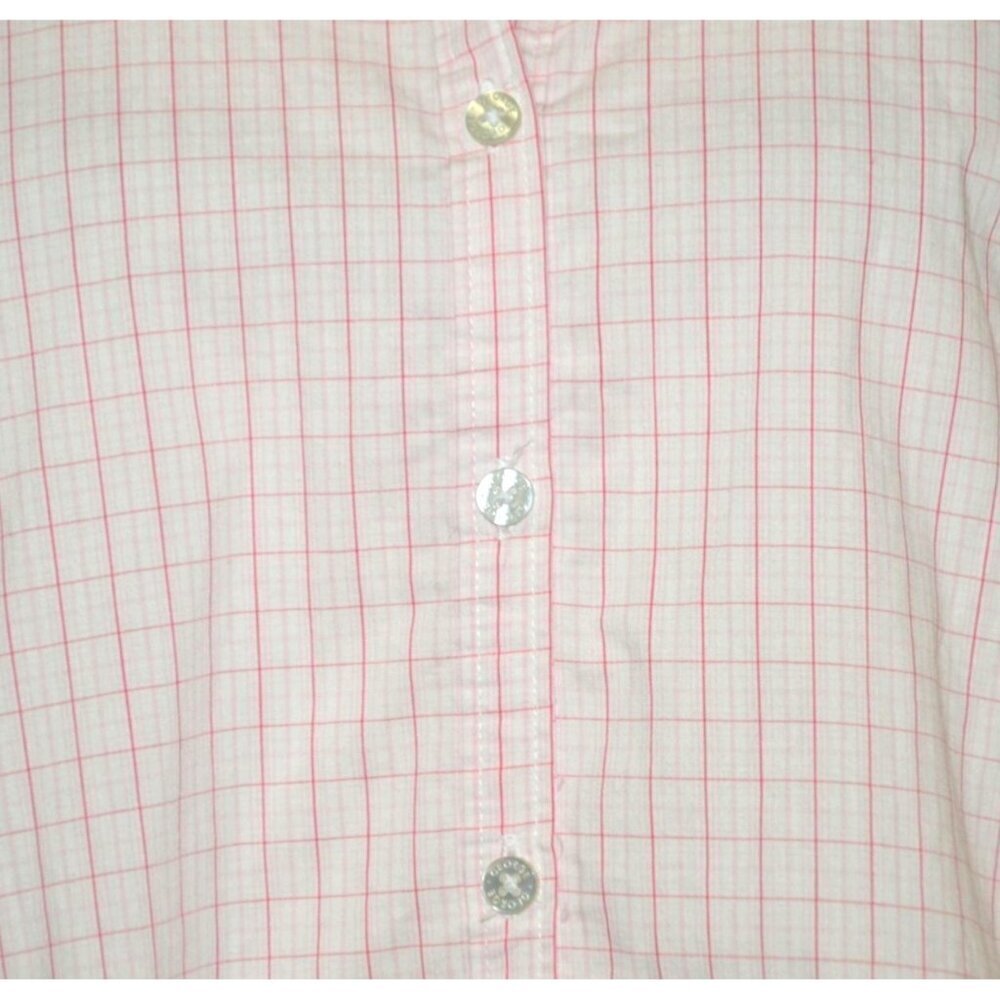 George Ladies XL 16-18 Pink Plaid Button Up Long Sleeve Blouse Top Contrast Cuff - Picture 4 of 10